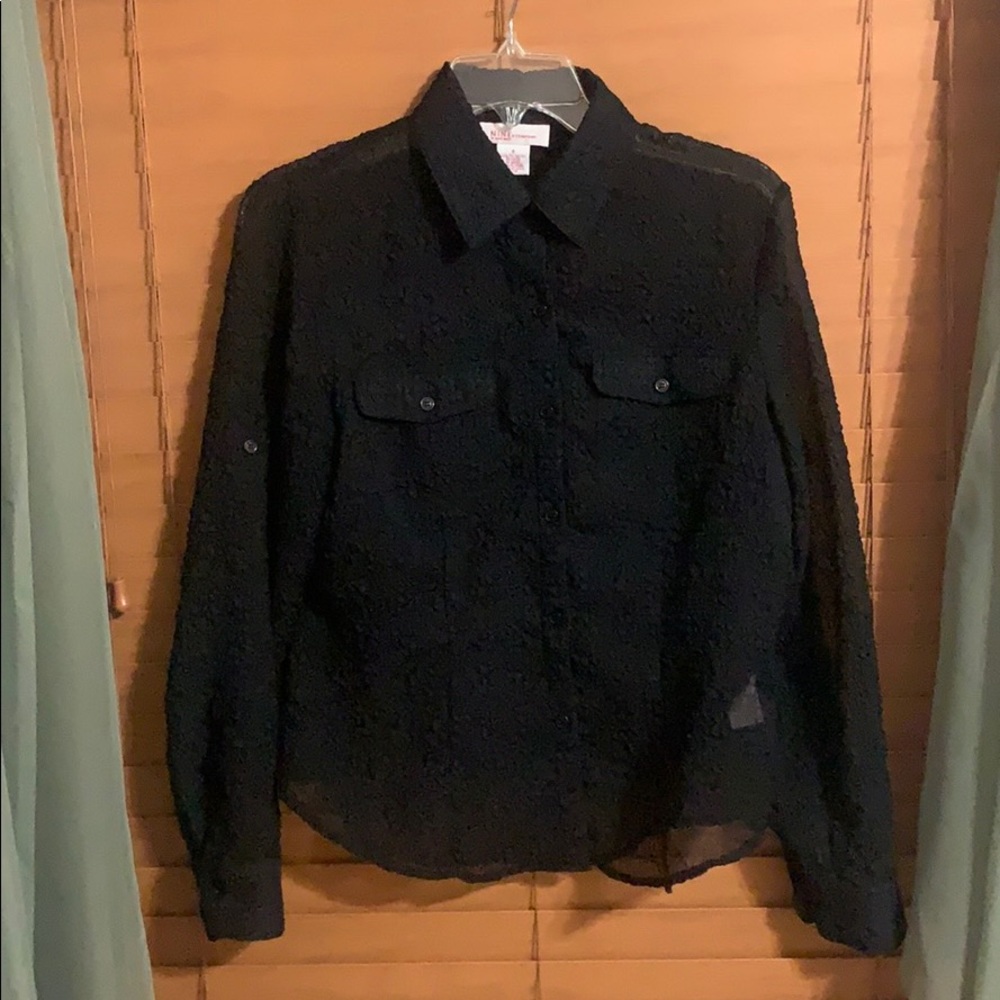 Black sheer long sleeves blouse